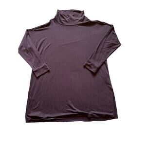 Eileen Fisher Womens Deep Purple Mock Neck Sweater Dress/Tunic Size Large Classy